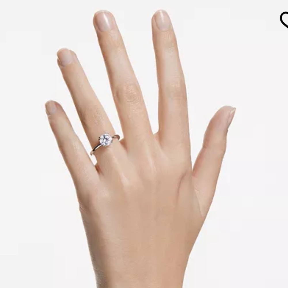 Silver Solitaire Swarovski Ring - image 2